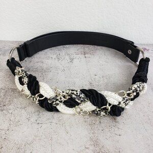 Chico's Genuine Leather Belt Rope Chain Braided Adjustable size M/L